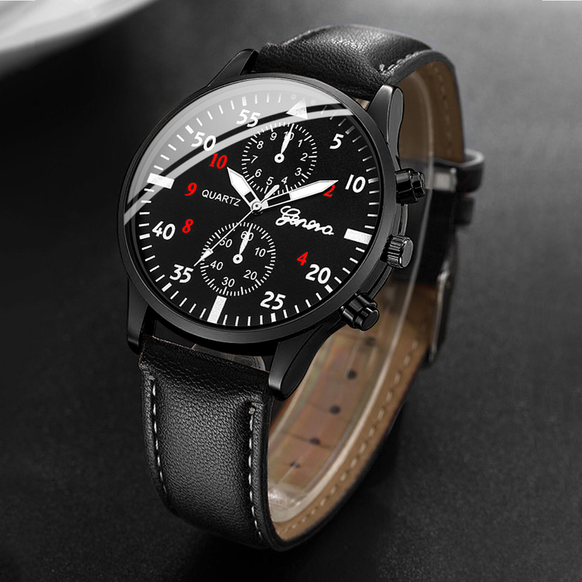 Geneva Watch Men's Fashion Business Watch Casual Belt Quartz Watch