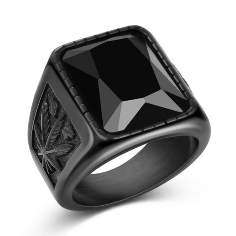 Anello da uomo alla moda quadrato nero rosso con pietra Anello con sigillo retrò Rock Punk Accessori per gioielli maschili Regalo per fidanzato_voghion.com