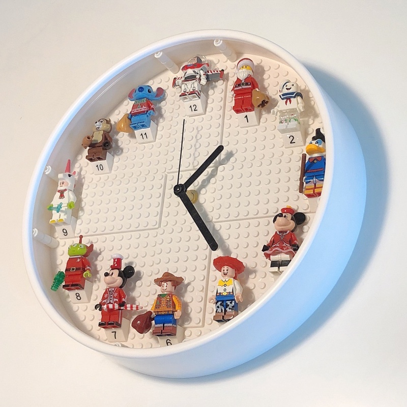 DIY積木時鐘挂钟兼容樂高人仔兼容樂高掛鐘時鐘拼裝小人抽抽樂公仔人偶兒童房墻面創意装饰摆件鐘錶益智組裝玩具男孩子生日禮物