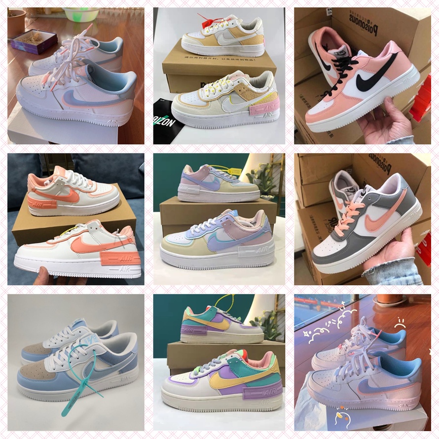 24H Send Ready Stock 9 Color Women ni*ke Air Force 1 Shadow AF1 Shoes Macaron Deconstruction Function Splice Kasut Perempuan