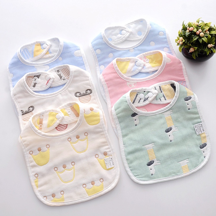 [Local Stock/SG seller] 6/8 Six/eight Layers U-shape & Round shape/360 degree cover Muslin baby bib (Minimum order 3)
