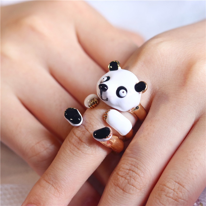 Panda Ring Set Für Damen Lustiger Tier Schmuck Als Geschenk_voghion.com