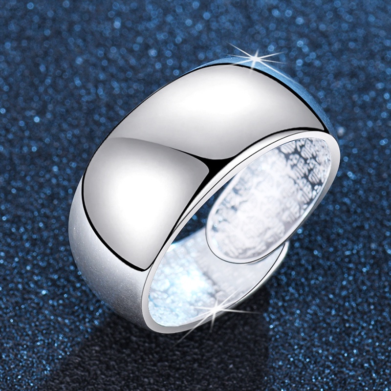 10mm Minimalism Glossy Open Ring Wide Simple Finger Ring S925 Women's Decoration_voghion.com