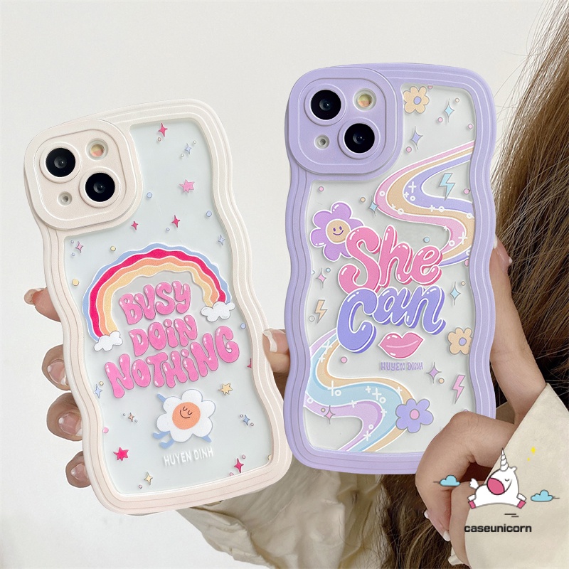 เคสโทรศัพท์มือถือ TPU นิ่ม ปิดด้านหลัง พิมพ์ลายตัวอักษรภาษาอังกฤษ สีรุ้ง หลากสี สําหรับ iPhone 11 6 6s 7 8 Plus 14 Plus XR 12 13 11 Pro MAX 14 Pro MAX X XS MAX SE 2020