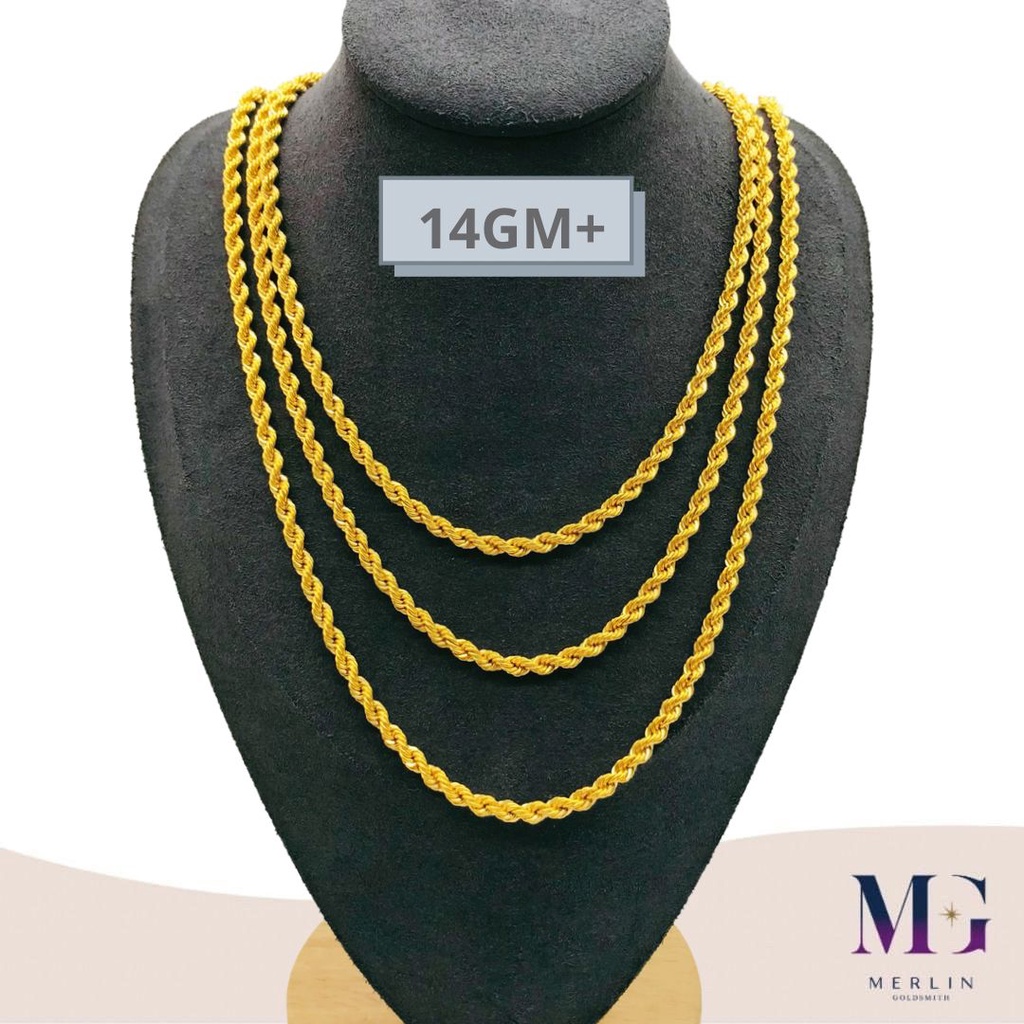 Merlin Goldsmith 916 Gold Hollow Rope Chain (HRC-14GM+)
