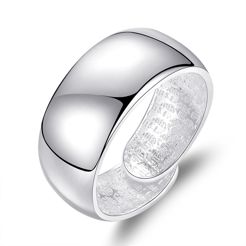 10mm Minimalism Glossy Open Ring Wide Simple Finger Ring S925 Women's Decoration_voghion.com