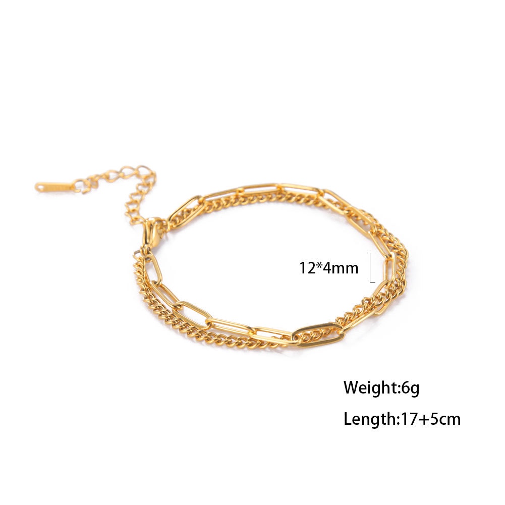 Dubbellaagse armband met kruis voor dames van titaniumstaal_voghion.com