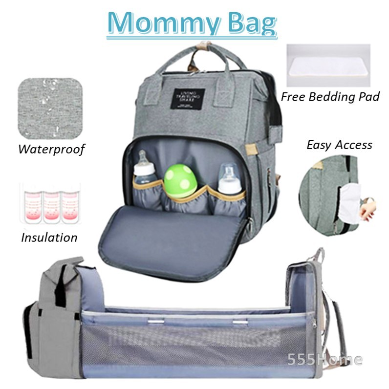 [SG Seller] Mommy Bag / Diaper Backpack Organizer Insulated Compartment / Portable Baby Crib Bed Bags