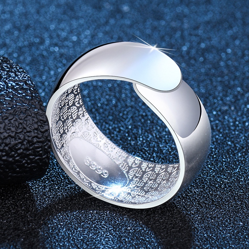 10mm Minimalism Glossy Open Ring Wide Simple Finger Ring S925 Women's Decoration_voghion.com