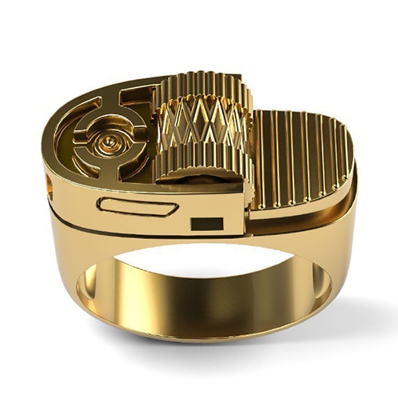 Bague en forme de briquet créatif pour hommes et femmes, bijoux Punk Vintage, couleur or/argent, bagues Hip Hop, cadeaux d'anniversaire, vente en gros_voghion.com