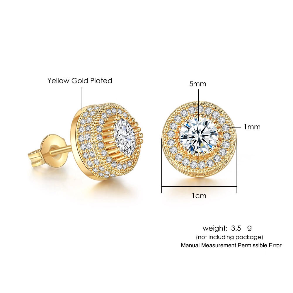 Luxury Punk 12mm Round earring Trend Jewellery For Women Zircon Hip Hop Men Round Stud Earrings Wholesale_voghion.com