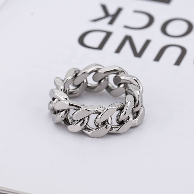 Anillo de cadena de acero inoxidable estilo punk hip-hop_voghion.com