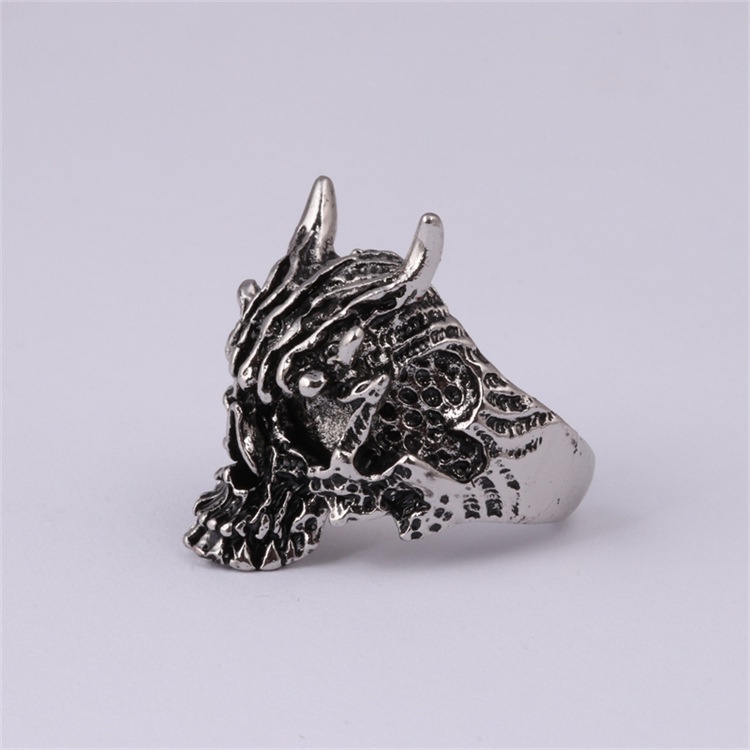 Retro Exaggerated Old Skull Ghost Face Ring Male HipHop Open Adjustable Ring_voghion.com