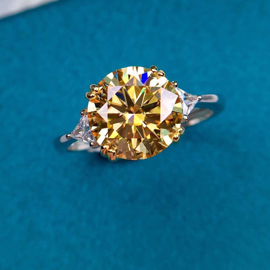 Offener, verstellbarer 3-Karat-Ring für Damen, Ehering mit Champagner-Moissanit-Imitat_voghion.com