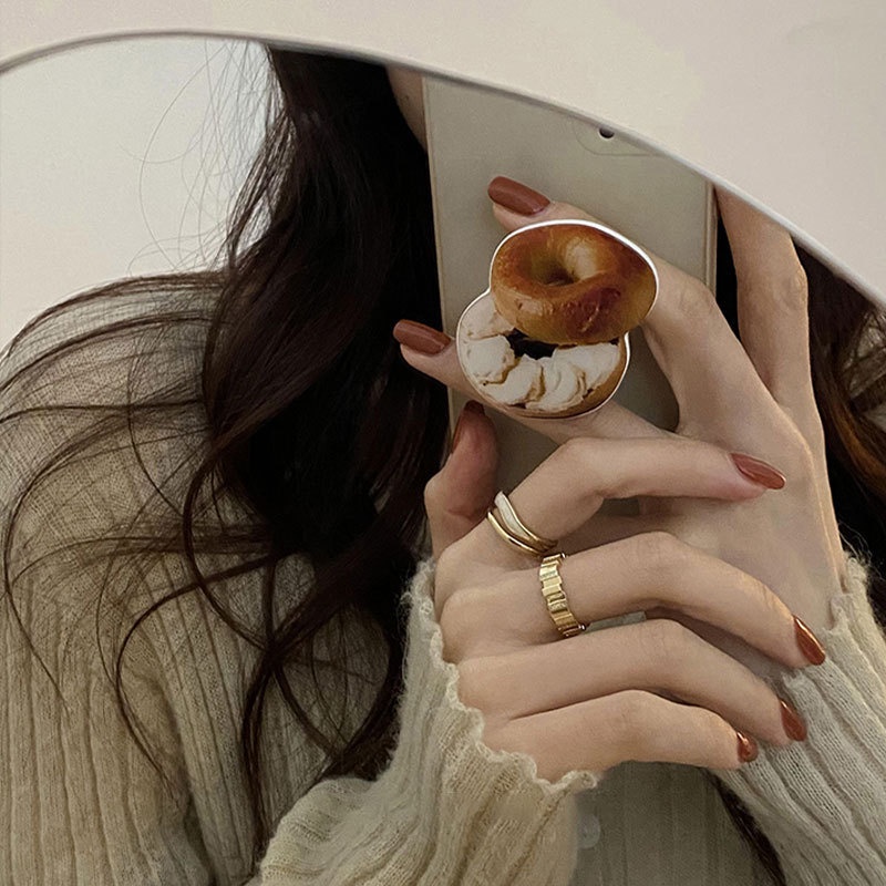 Anillo doble ajustable de nácar bisutería fina de moda mujer_voghion.com