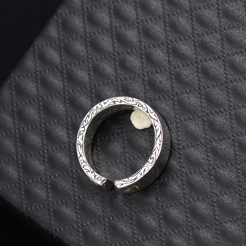 Open Ring Retro Style Silver Tone Unisex Glossy Adjustable Band_voghion.com