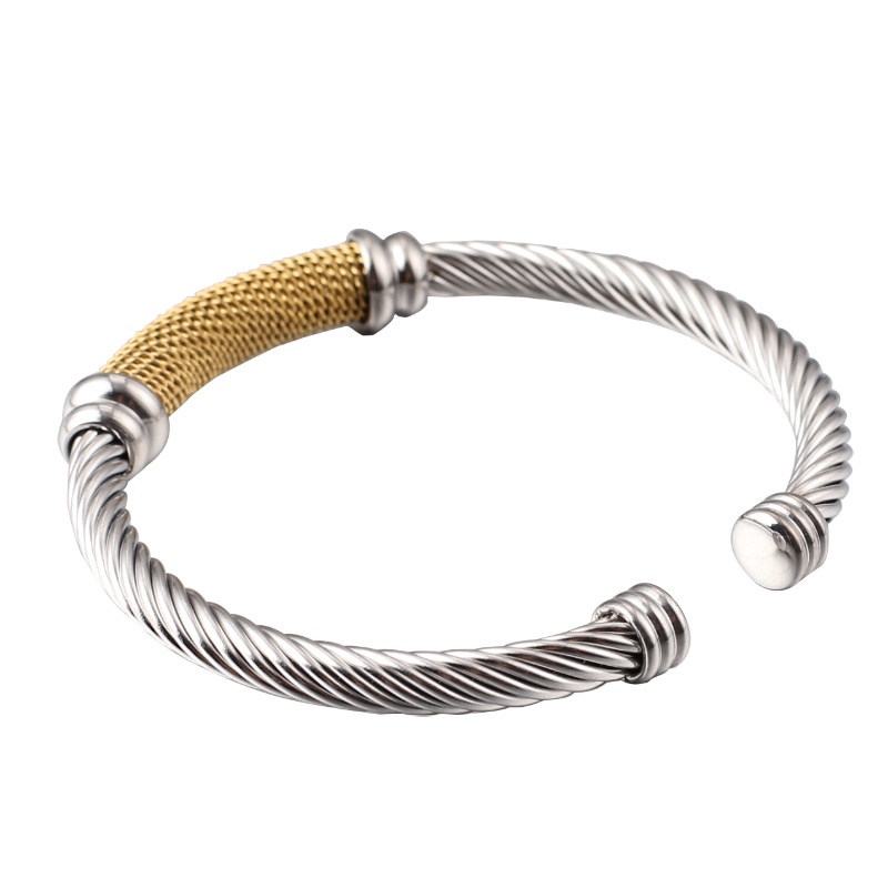 Luxury Stackable Wire Rope Bangle Cuff For Women Wedding wedding Party open Bracelet_voghion.com