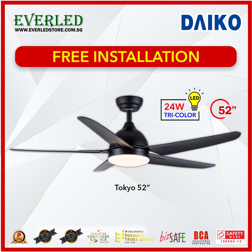 [FREE INSTALLATION] [READY STOCK] DAIKO Tokyo 52" (with Tri-Color Light and Remote)
