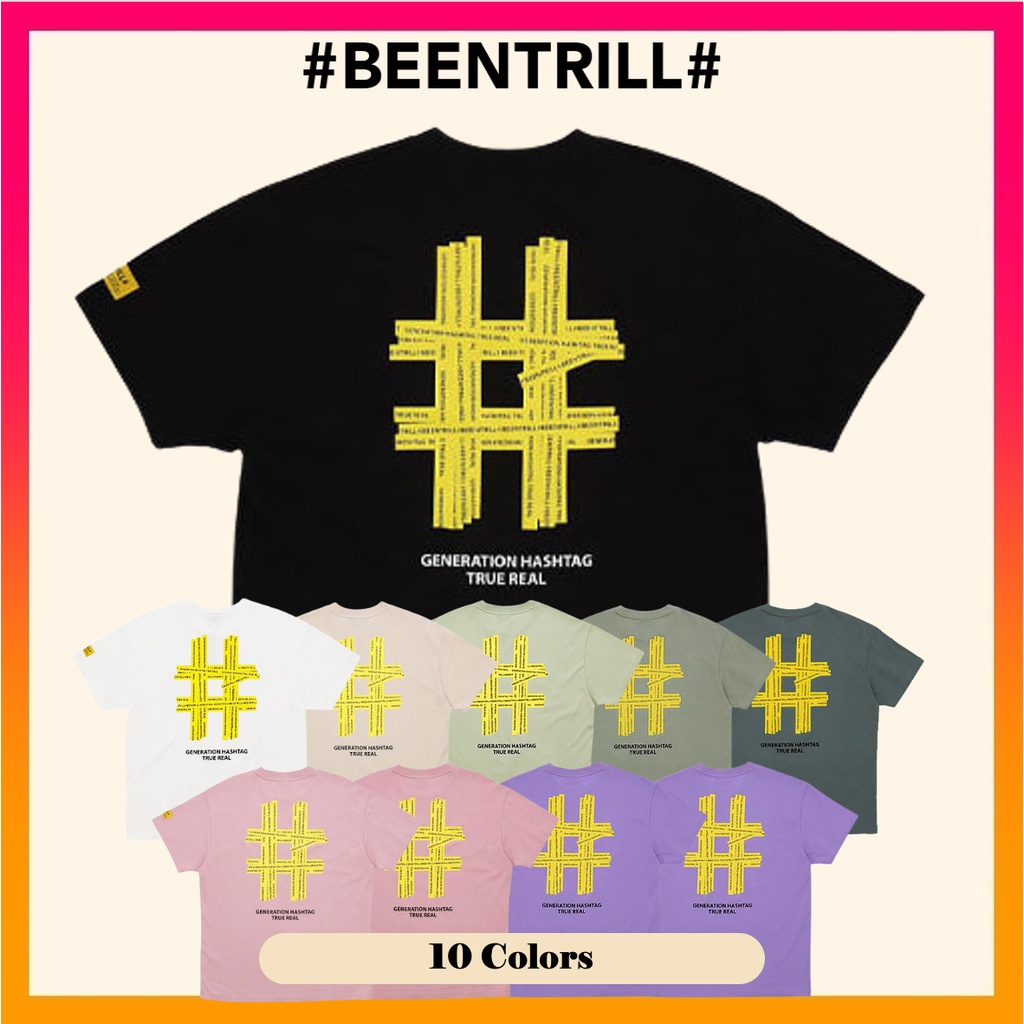 Beentrill Taping Hashtag Over Fit Unisex T shirts - 10 Color