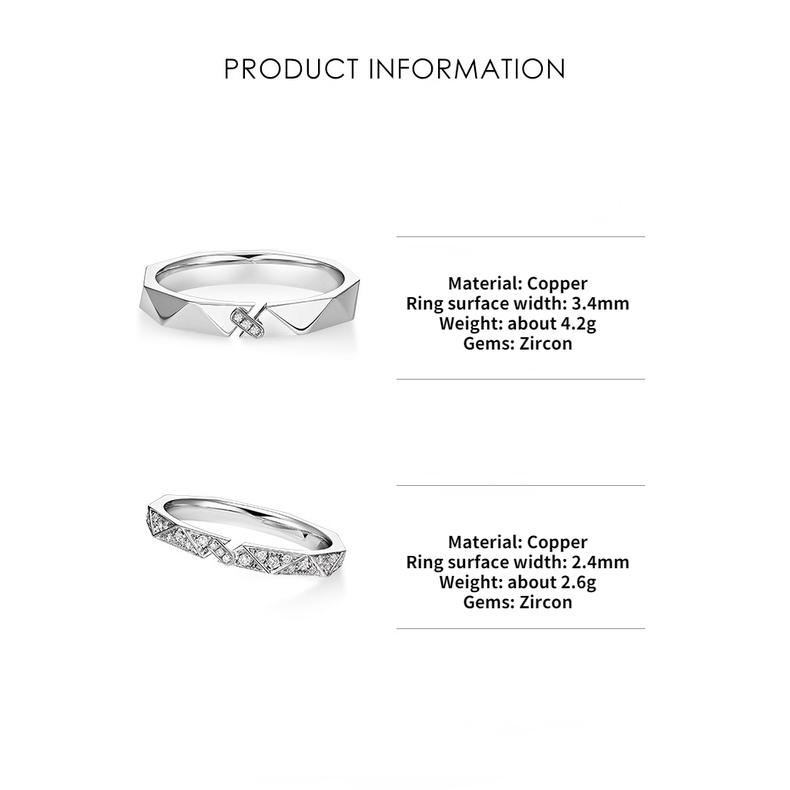 Luxury Rhinestone Triangle Geometry Ring For Couples Wedding_voghion.com