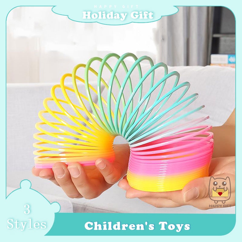 ?SG Stock?Rainbow Circle Magic Plastic Rainbow Springs Coil Children Educational Bounce Toys ​Magic Ring Kids Gift