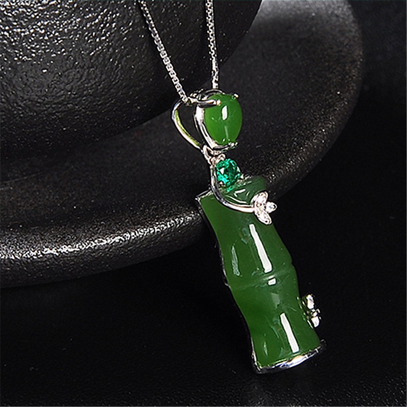 Natürliche grüne Jade Anhänger Halskette chinesische Jadeit Amulett Mode Schmuck Geschenke_voghion.com