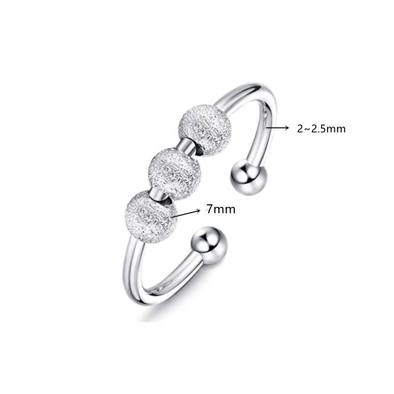 Matte Transfer Beads Ring Simple Anxiety Rotatable Open Rings Fashion Jewelry_voghion.com
