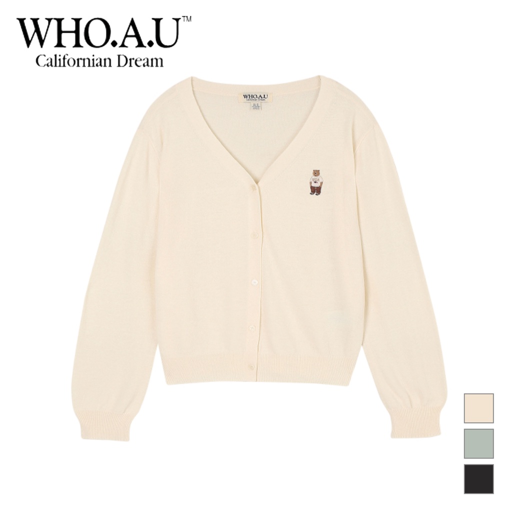 [WHO.A.U] USA Steve Embroidery V Neck Cardigan