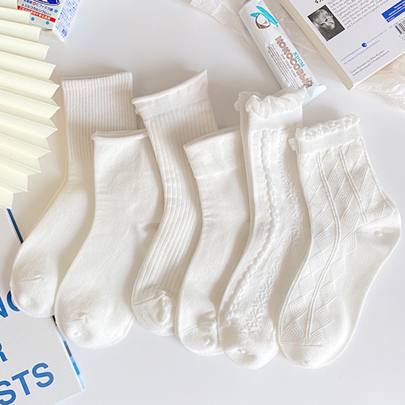 New Cute Jk Socks Deodorant Women's  Mid-Tube Socks White Sock For Women's (1 Pair)