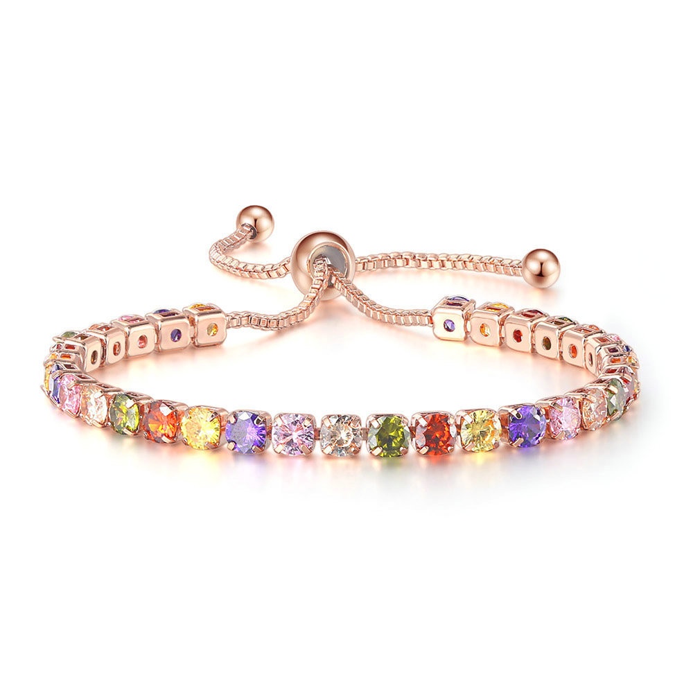 Adjustable Multicolor Tennis Bracelet For Women Wedding Jewelry_voghion.com