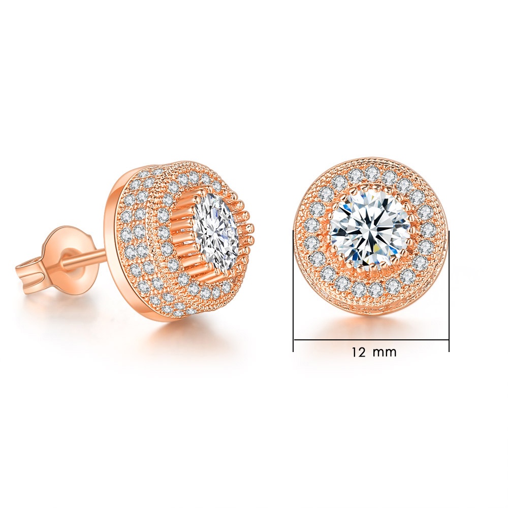 Luxury Punk 12mm Round earring Trend Jewellery For Women Zircon Hip Hop Men Round Stud Earrings Wholesale_voghion.com
