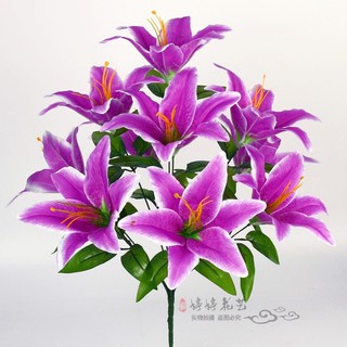 台灣現貨【仿真百合花】香水百合神桌供花拜拜插瓶 花束搭配居家佈置 櫥窗陳列插花材料 多頭款 新年佈置
