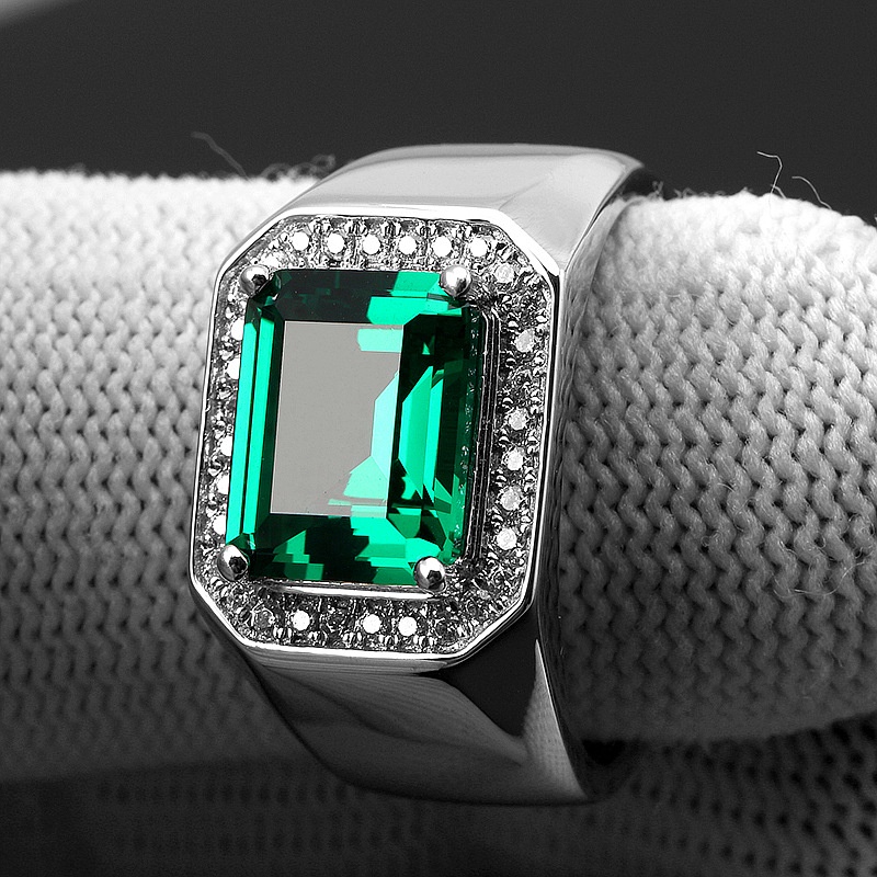 Offener Ring mit Zirkonimitat für Herren, Weißgold vergoldet, Schmuck, Ehering, größenverstellbar_voghion.com