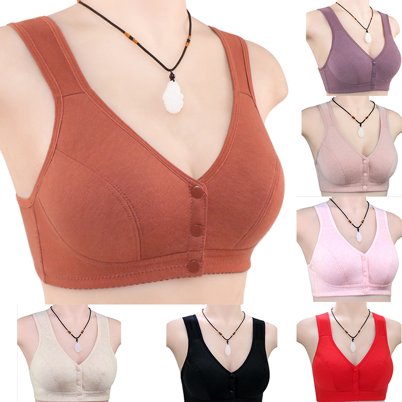 New Front Buckle Bra Women Soft Cotton Bras Plus Size Wireless Bra