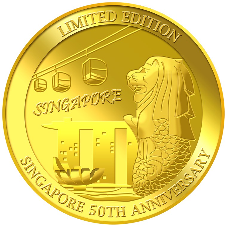 Puregold 5g SG50 Anniversary Singapore Merlion Cable Car Gold Medallion | 999.9 Pure Gold