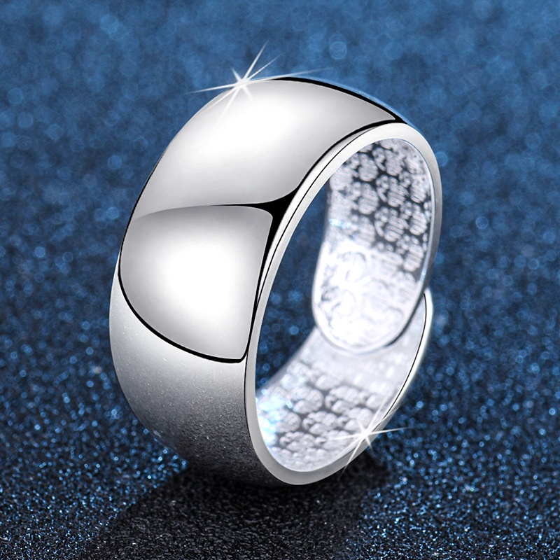 10mm Minimalism Glossy Open Ring Wide Simple Finger Ring S925 Women's Decoration_voghion.com