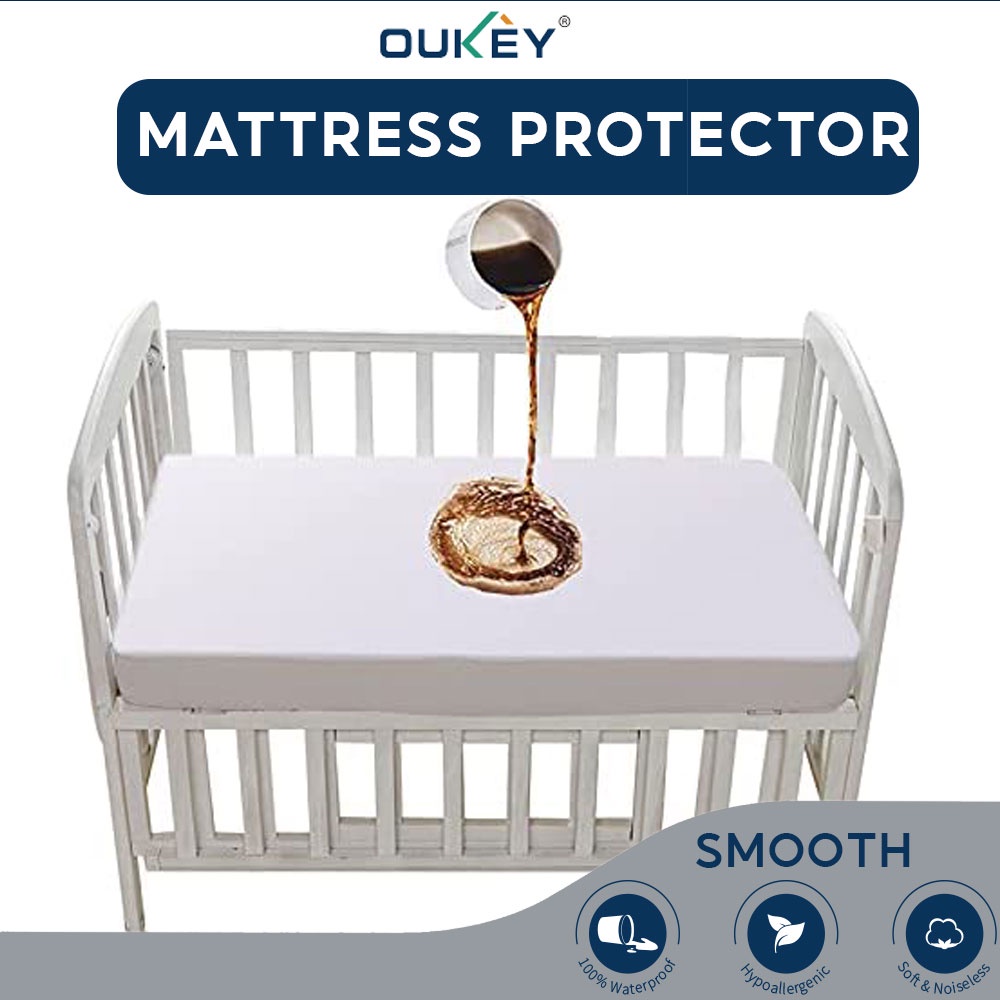 Baby Cot Waterproof Mat Cover Fitted Sheet Style Mattress Protector Washable Smooth Fabric