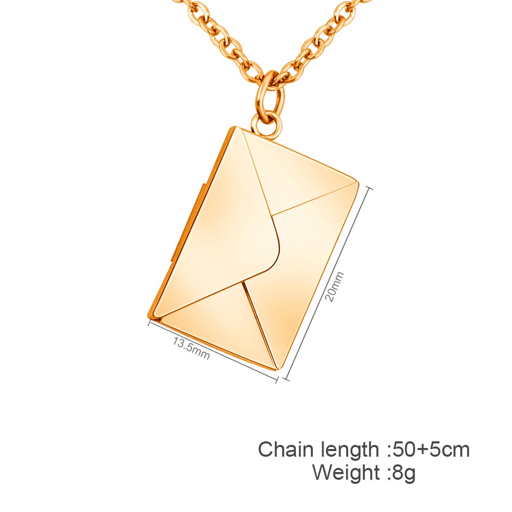 Envelope Locket Necklace Titanium Steel Love Message Pendant_voghion.com