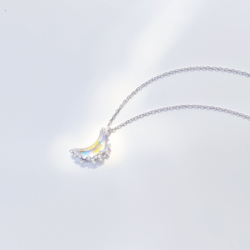 Colar com pingente de lua luminosa para mulher pedra_voghion.com
