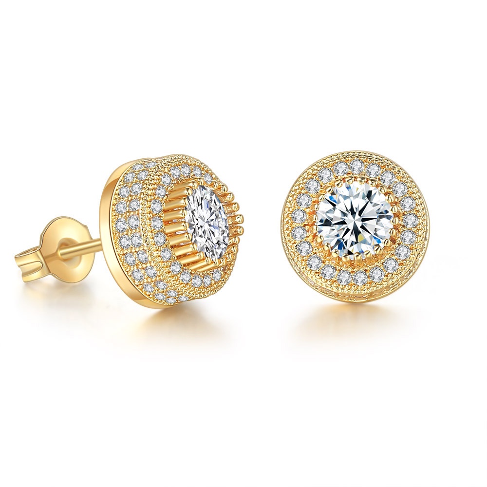 Luxury Punk 12mm Round earring Trend Jewellery For Women Zircon Hip Hop Men Round Stud Earrings Wholesale_voghion.com