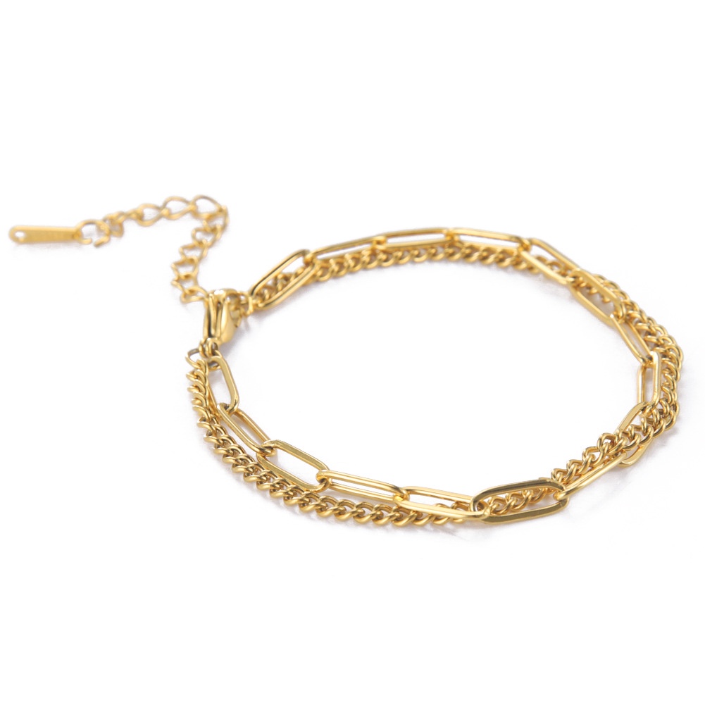 Dubbellaagse armband met kruis voor dames van titaniumstaal_voghion.com