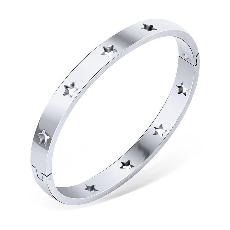 Pulseira e bracelete de aço titânio com estrela vazada banhada a ouro, pulseira feminina da moda, joia de pulso_voghion.com