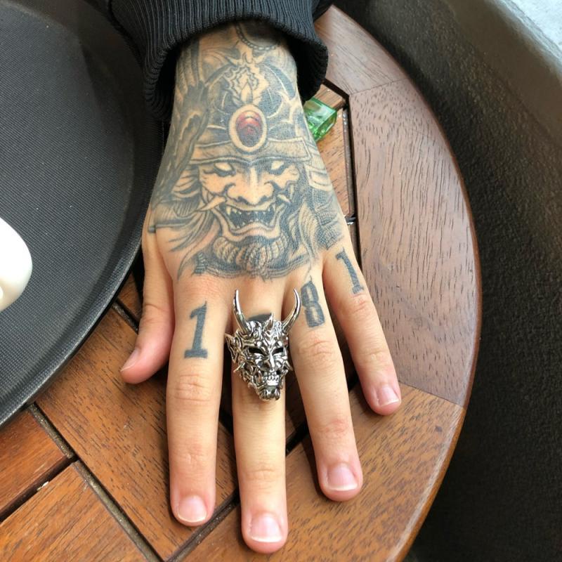Prajna Devil Mask Ring Men Gothic Style Stainless Steel Band_voghion.com