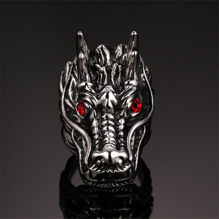 Anillos de acero inoxidable con forma de animal, diseño de dragón, estilo punk, hip hop, para hombre y niño, joyería, regalo creativo, venta al por mayor_voghion.com