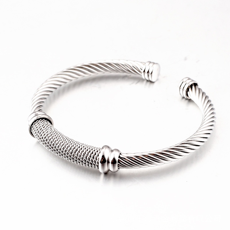 Luxury Stackable Wire Rope Bangle Cuff For Women Wedding wedding Party open Bracelet_voghion.com