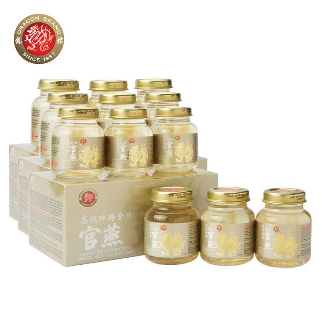 [Bundle of 3] Dragon Brand Superior Jin Si Guan Yan Rock Sugar Bird's Nest Total 18s x 75g Halal