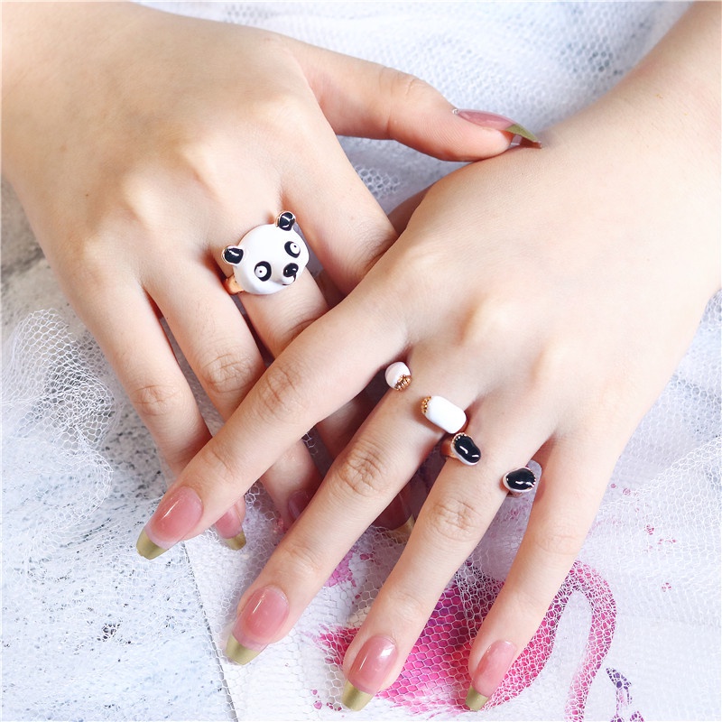 Panda Ring Set Für Damen Lustiger Tier Schmuck Als Geschenk_voghion.com
