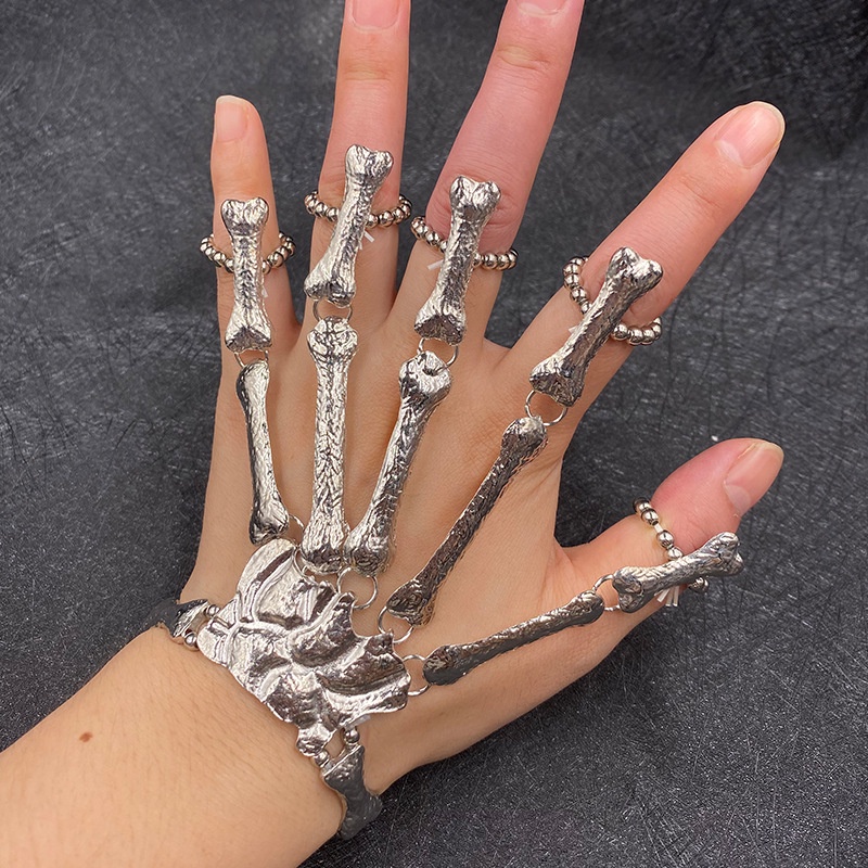 Bracciale a mano di scheletro per donna stile gotico punk_voghion.com