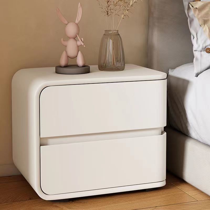 Bedside Table Light Luxury Leather Storage Cabinet Cream Wind Floor-to-ceiling Locker Solid Wood Bedroom Bedside Table