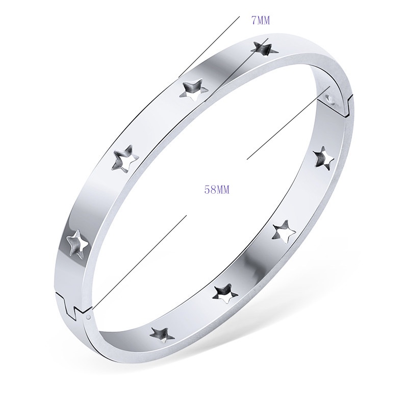 Pulseira e bracelete de aço titânio com estrela vazada banhada a ouro, pulseira feminina da moda, joia de pulso_voghion.com